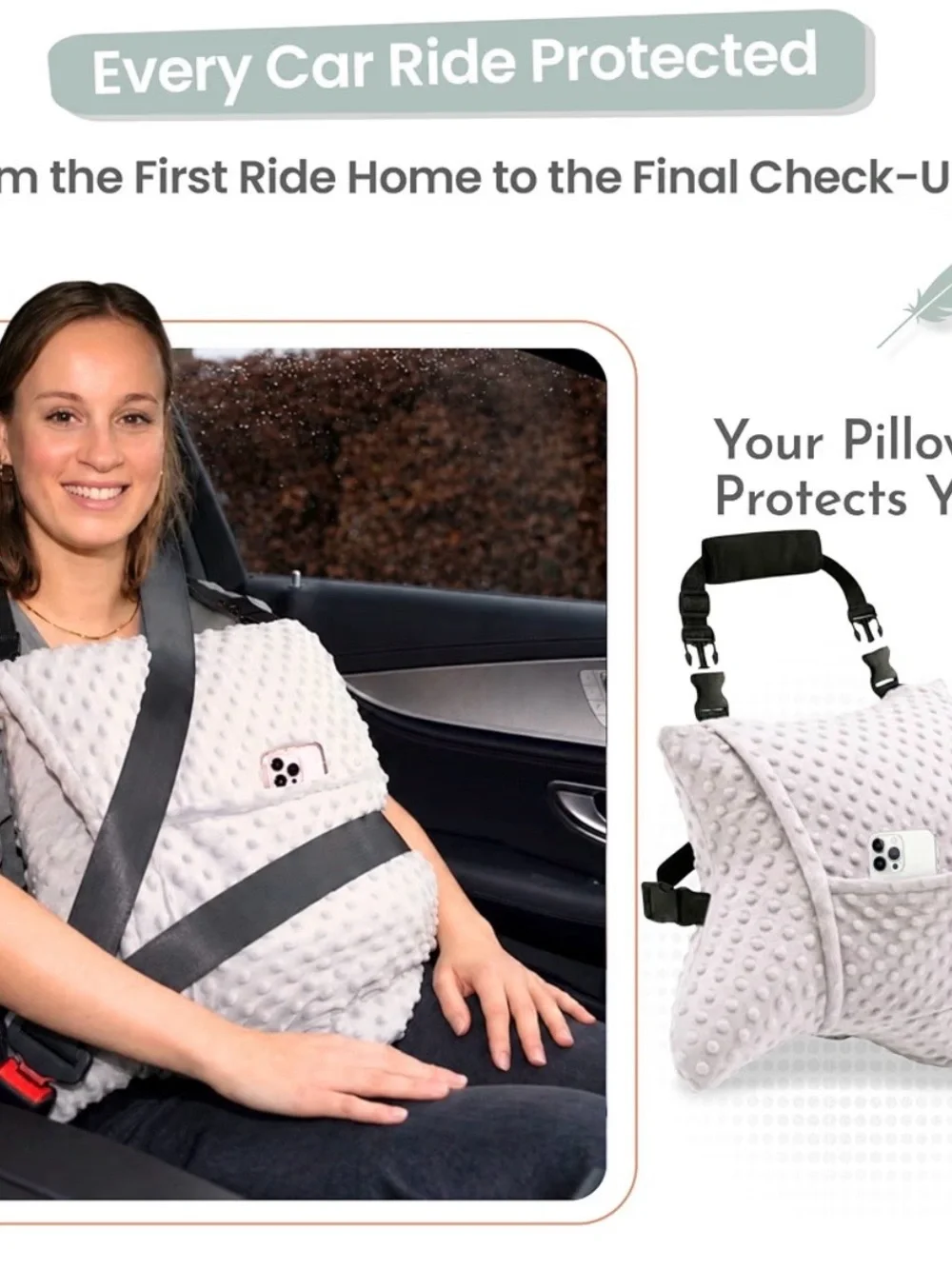 Abdominal Surgery, hysterectomy,  Car Seat Pillow - Gray Support Pillow